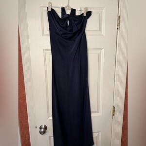 Navy blue backless dress